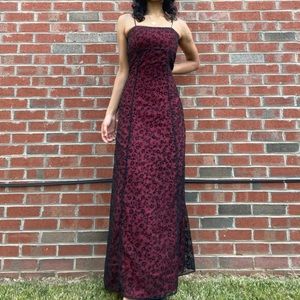 VTG ⏰ DAVE & JOHNNY BY LAURA RYNER gothic princess red square neck maxi dress